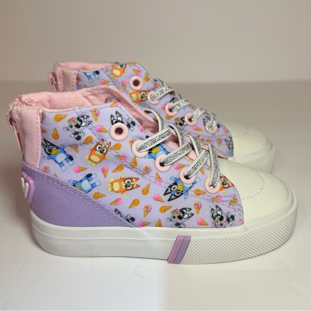 Bluey Pink and Purple Kids High-Top Sneakers